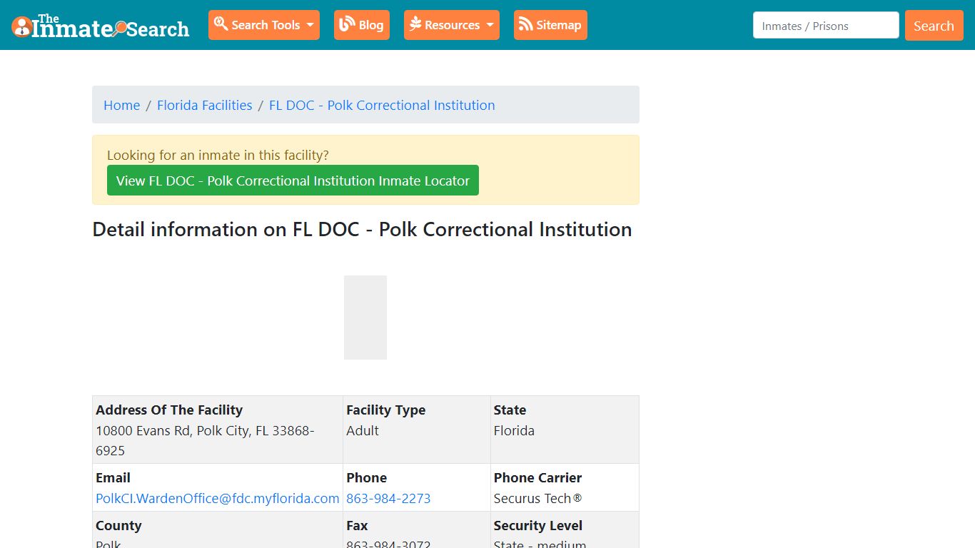 Polk Correctional Institution - The Inmate Search