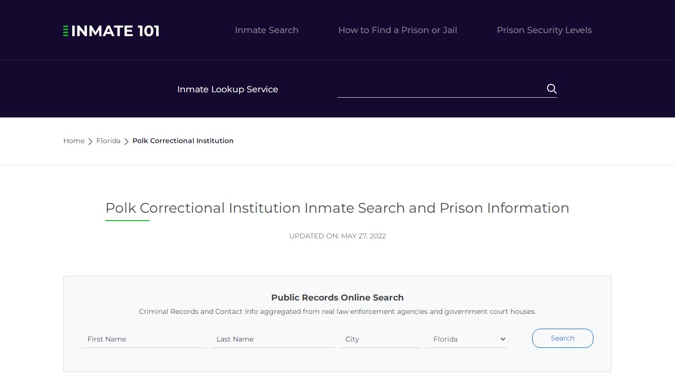 Polk Correctional Institution Inmate Search, Visitation ...