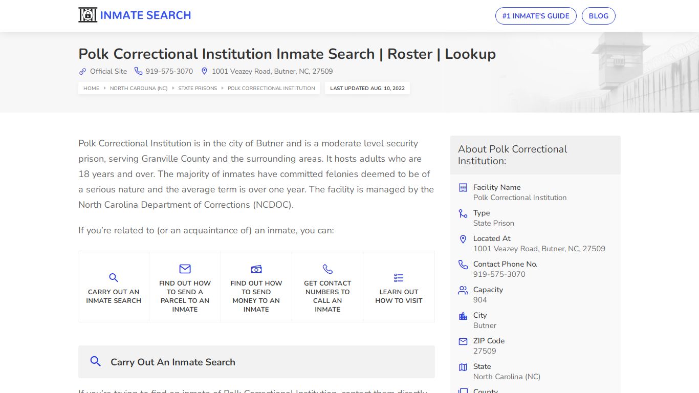 Polk Correctional Institution Inmate Search | Roster | Lookup