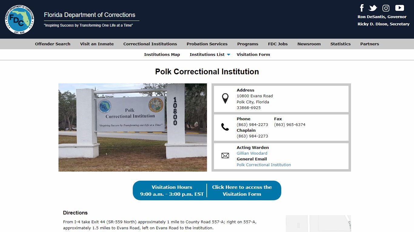 Polk Correctional Institution -- Florida Department of ...